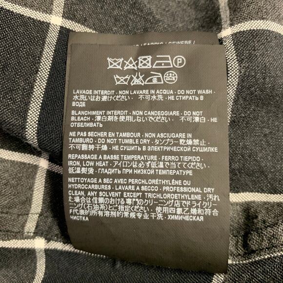 SAINT LAURENT Size M Grey Black White Plaid Tencel Viscose Long Sleeve Shirt - Picture 7 of 7